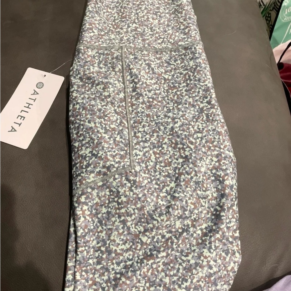 Athleta Speckled High-Rise Leggings in Blue, Gray & White